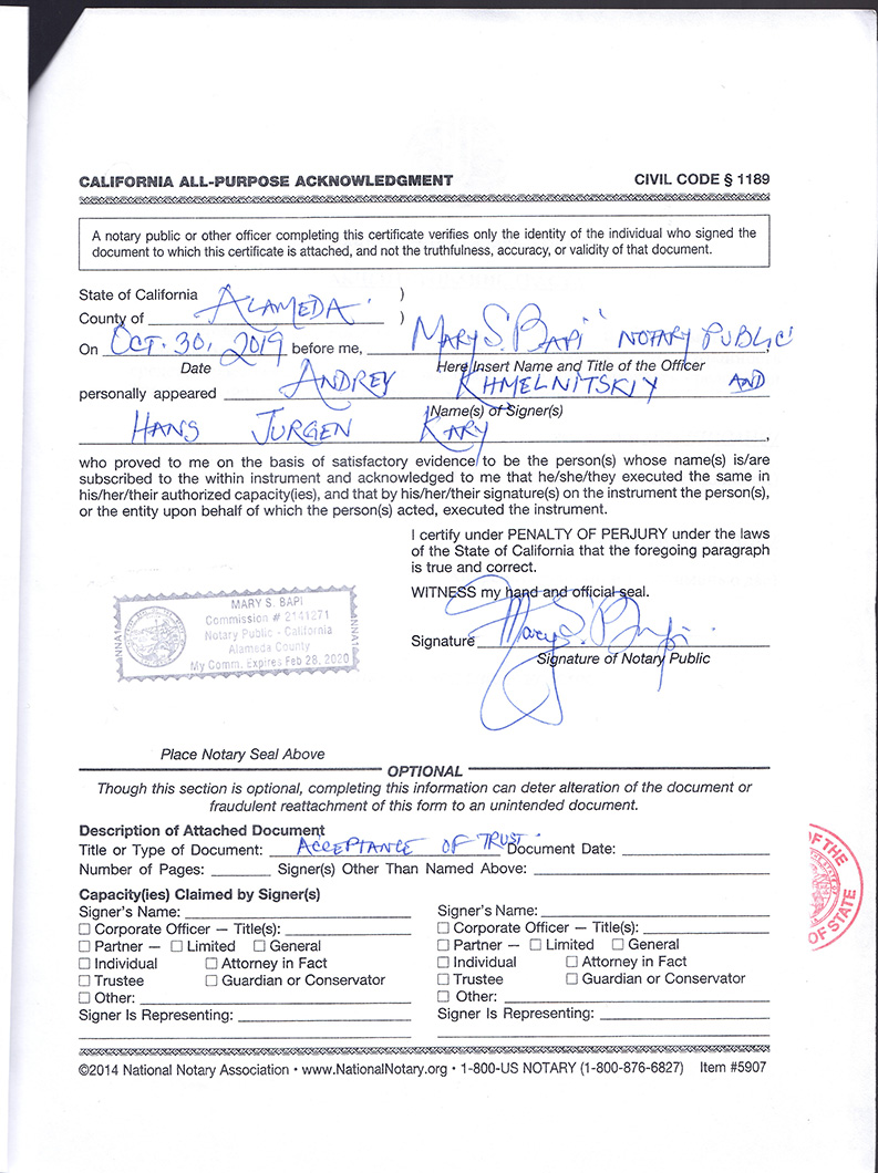 Acceptance of TRUST (Hansadutta and Abhimanyu)