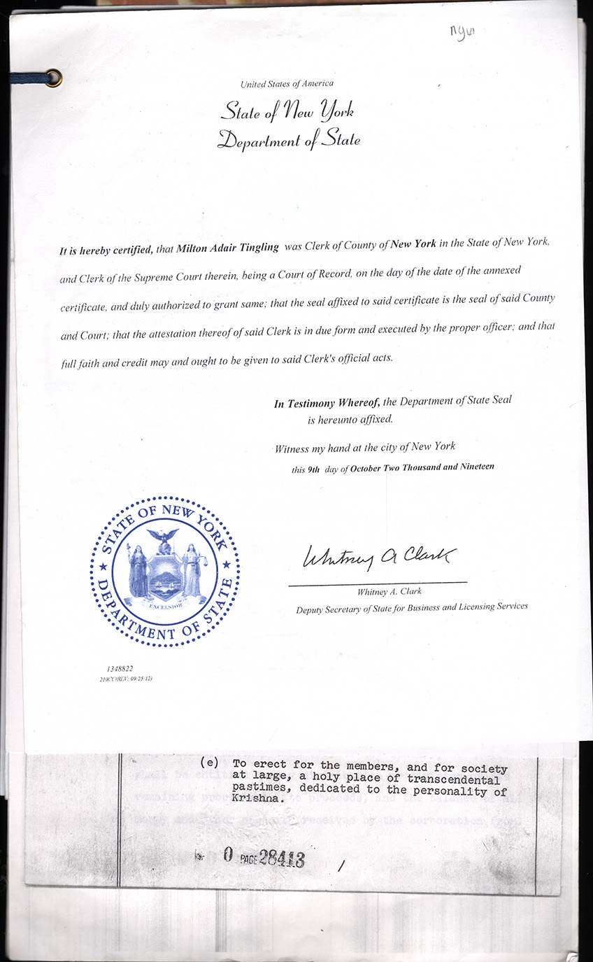 Cetrificate of Incorporation ISKCON