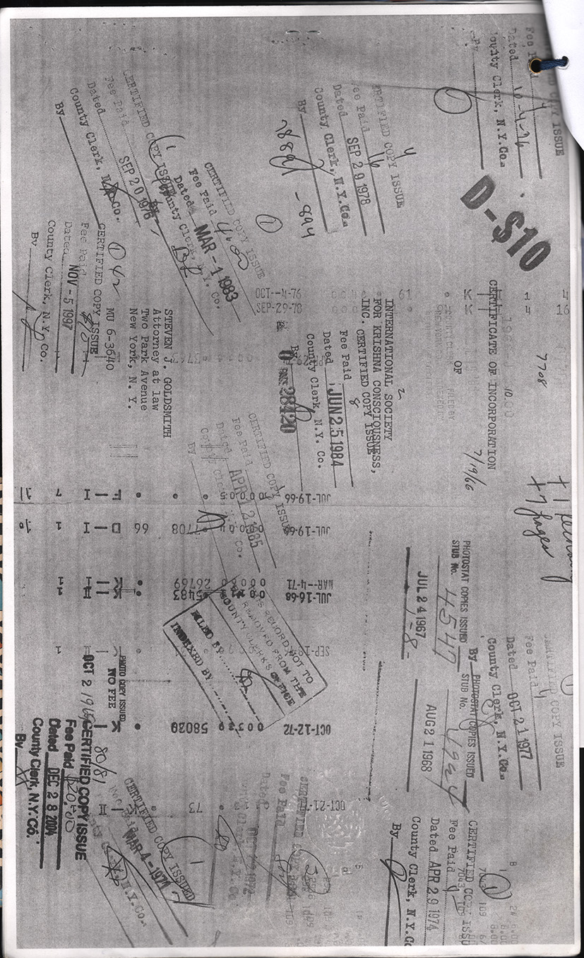 Cetrificate of Incorporation ISKCON