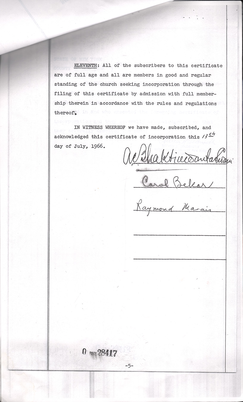 Cetrificate of Incorporation ISKCON