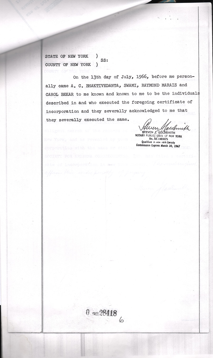 Cetrificate of Incorporation ISKCON