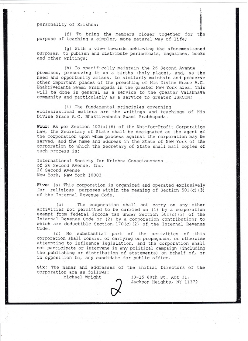 A false organization illegally using the ISKOKON name, registered as a non-profit organization on 2nd Avenue, in 1999.