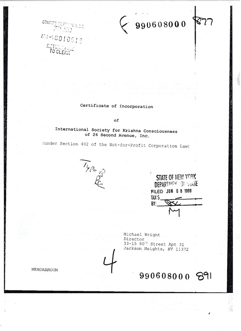 A false organization illegally using the ISKOKON name, registered as a non-profit organization on 2nd Avenue, in 1999.