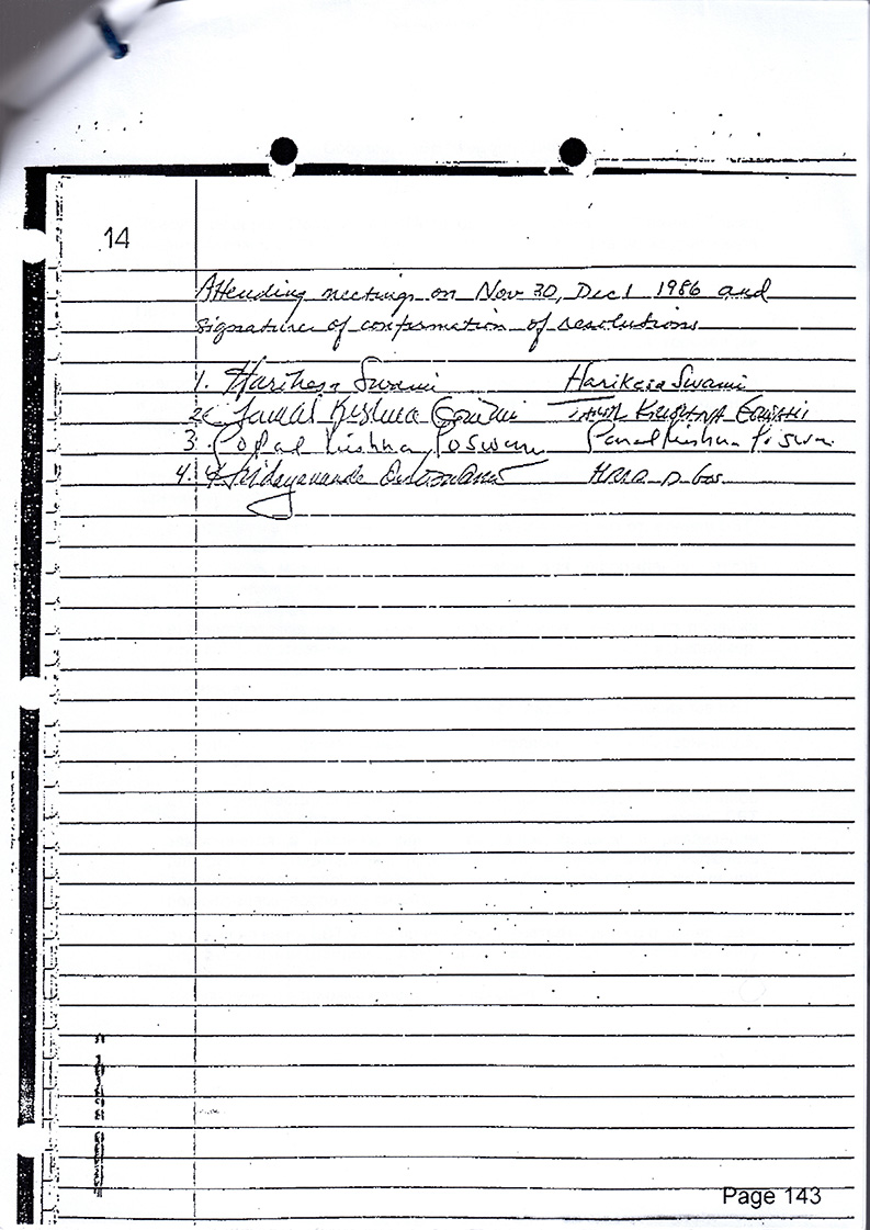 International BBT meting 1986 (meeting of false Trustees)