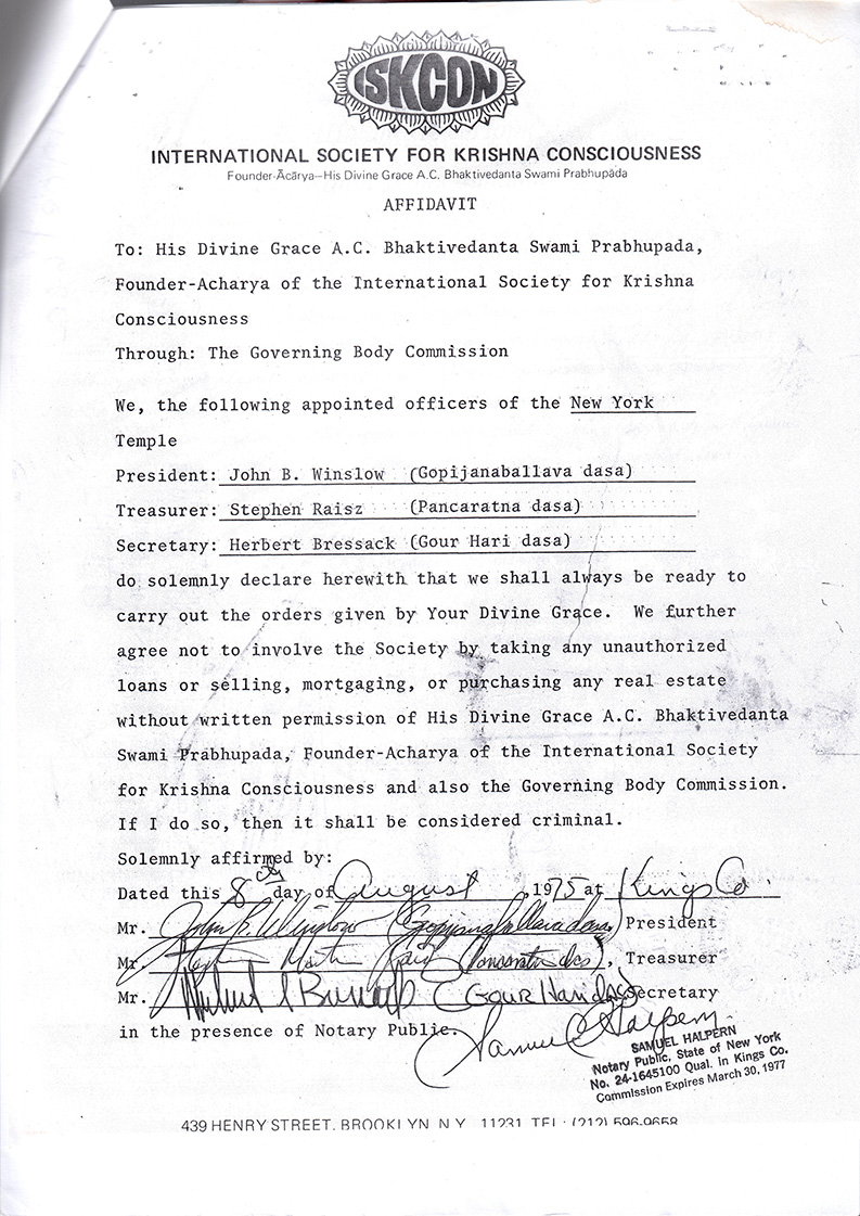 Oath by temple leaders